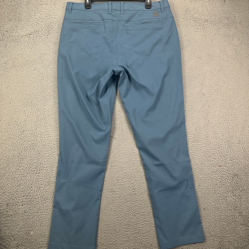 Puma Enjoy Golf Pants Chino Pants 36X32 Blue Flat Front Performance Tech Stretch - Picture 2 of 10